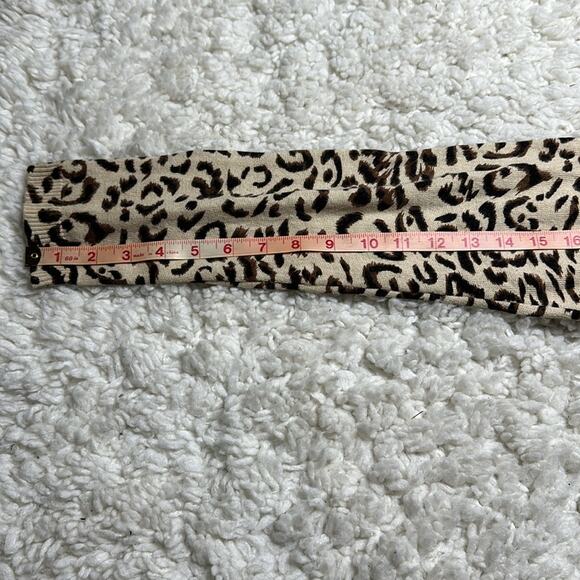 Cheetah Print Silk Rabbit Hair Blend VNeck Light Weight Sweater Neutral PP11 - Picture 8 of 9